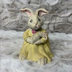 Wooden Mama and Baby Bunny. Folk Art